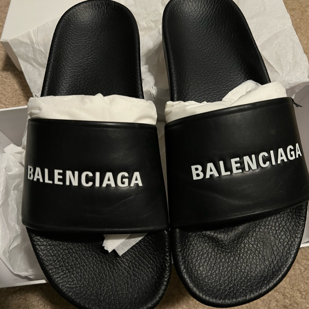Balenciaga leather slides